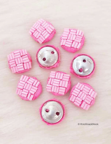 Hand Embroidered Designer Pink Buttons